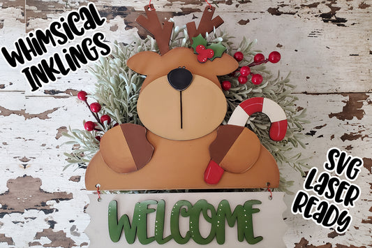 Reindeer Welcome Sign Laser SVG| Christmas Laser SVG