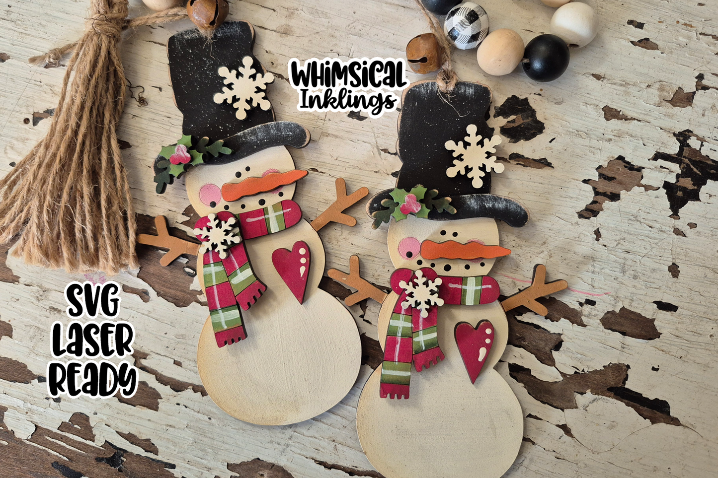 Silly Prim Snowman Ornament Laser SVG