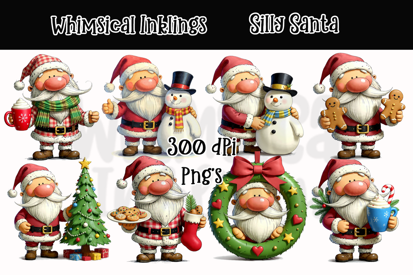 Silly Santa Christmas Clipart| Christmas Sublimation