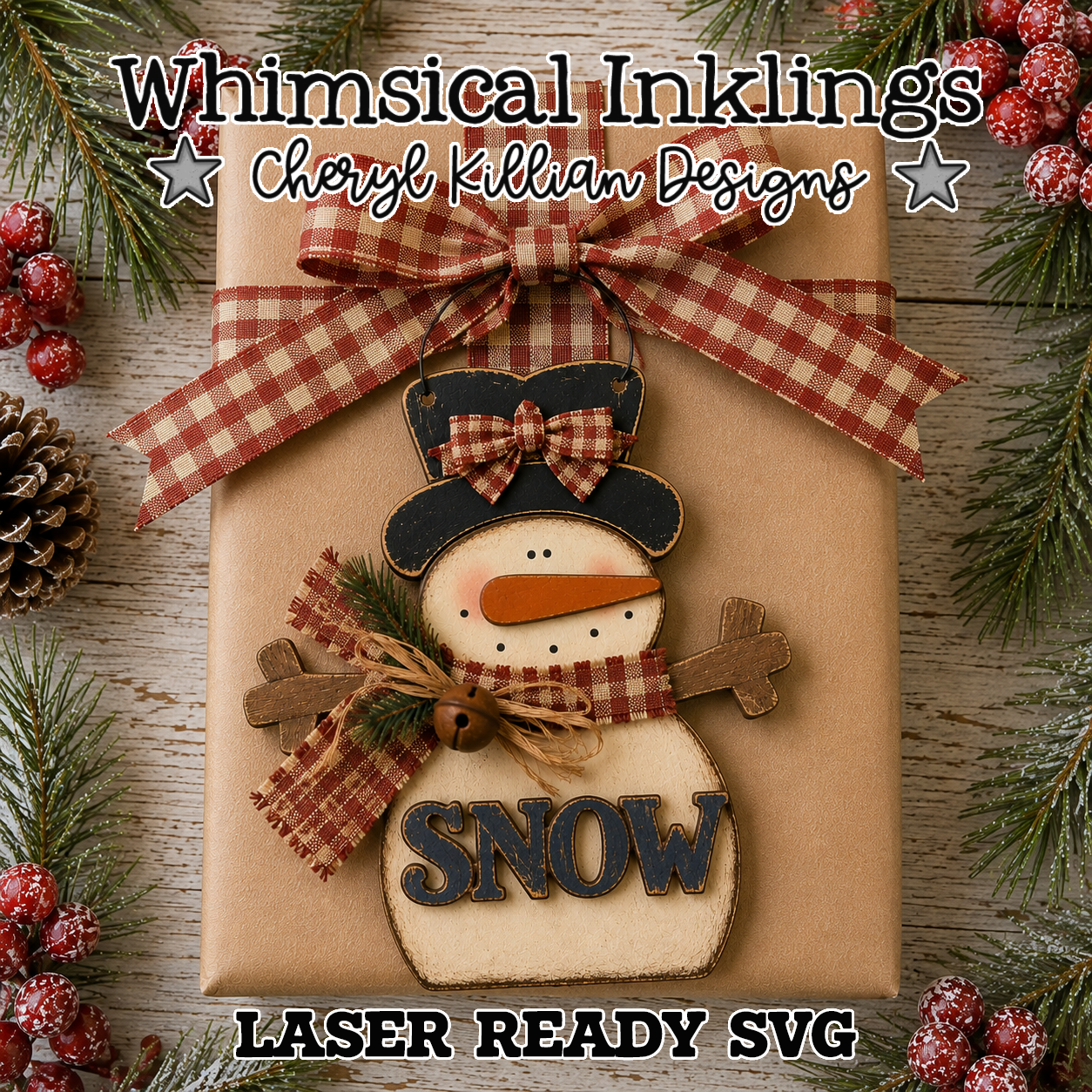 Simple Snowman ornament Laser SVG| Christmas Laser SVG