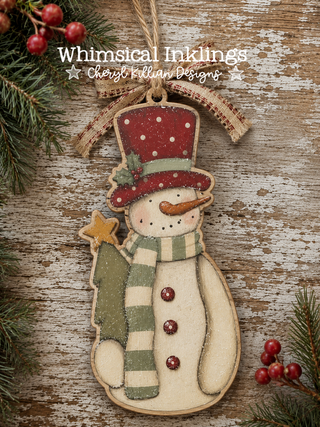 Skinny Prim Snowman Laser SVG| Christmas Laser SVG