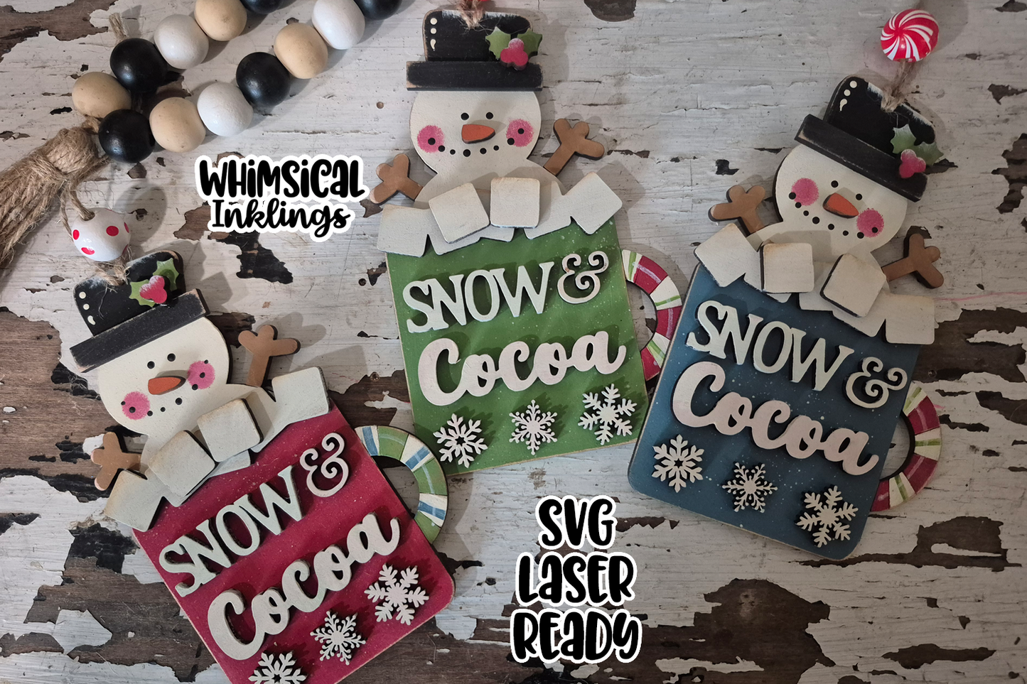 Snow and Cocoa Ornament Laser SVG