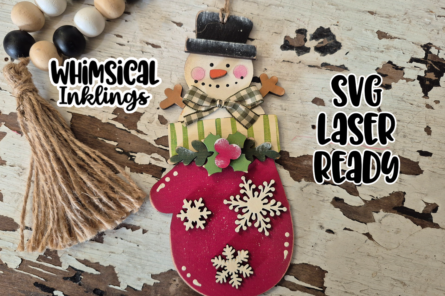 Snowflake Mitten Ornament Laser SVG