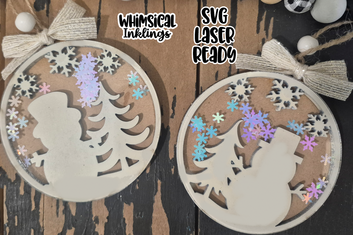 Snowman Snow Globe Ornaments Laser SVG