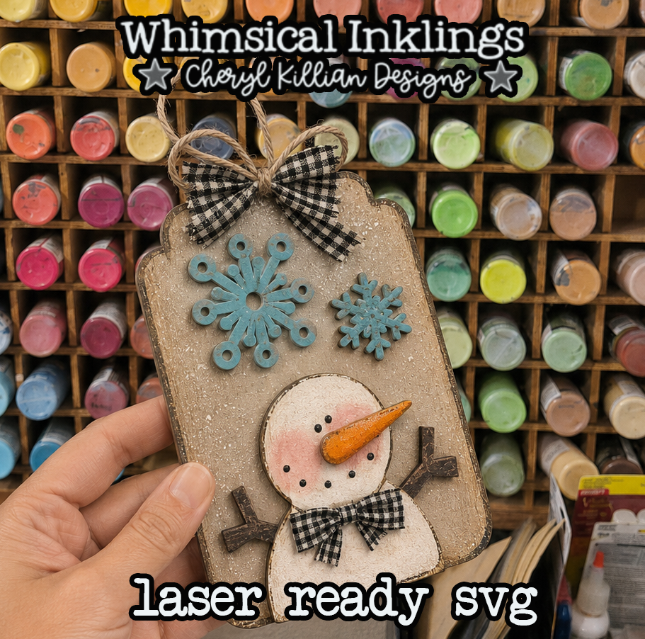 Snowman Tag Laser SVG