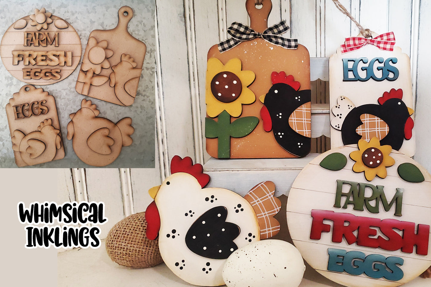 Sunflower Chicken Laser SVG Set| Farm Laser SVG