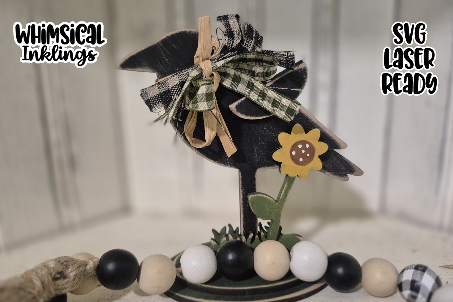 Sunflower Crow Stand Up Laser SVG