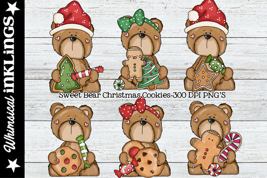 Sweet Bears Christmas Cookies Sublimation Clipart | Christmas | Winter |