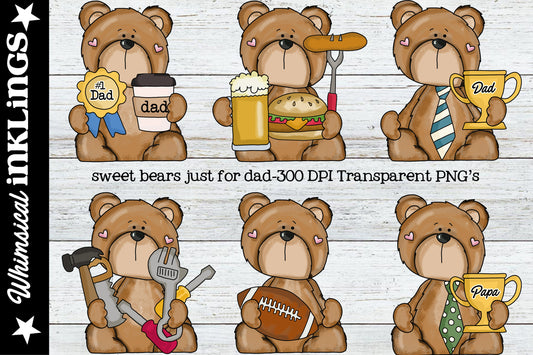 Sweet Bears Just For Dad Sublimation Clipart | Family | Home