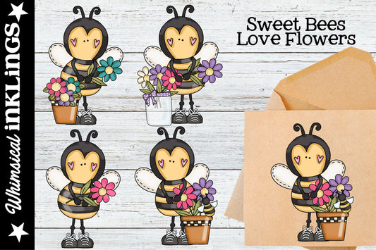 Sweet Bee's Love Flowers Sublimation Clipart | Spring