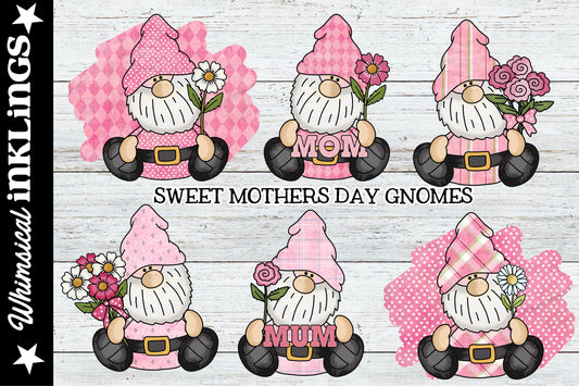 Sweet Mother's Day Gnomes Sublimation Clipart