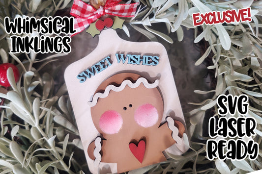 Sweet Wishes Gingerbread ornament Laser SVG| EXCLUSIVE| Christmas