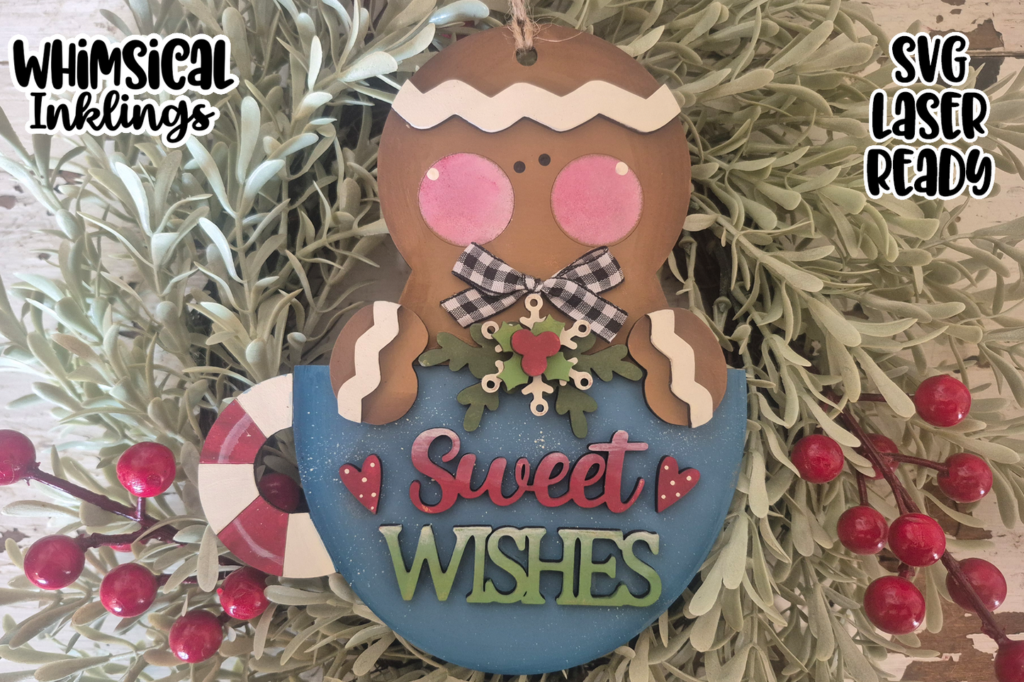 Sweet Christmas Gingerbread Cup Ornament Laser SVG