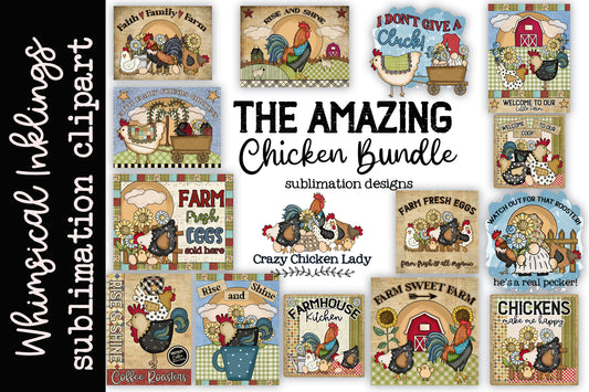 The Amazing Chicken Sublimation Bundle| Chicken Clipart| Chicken Designs