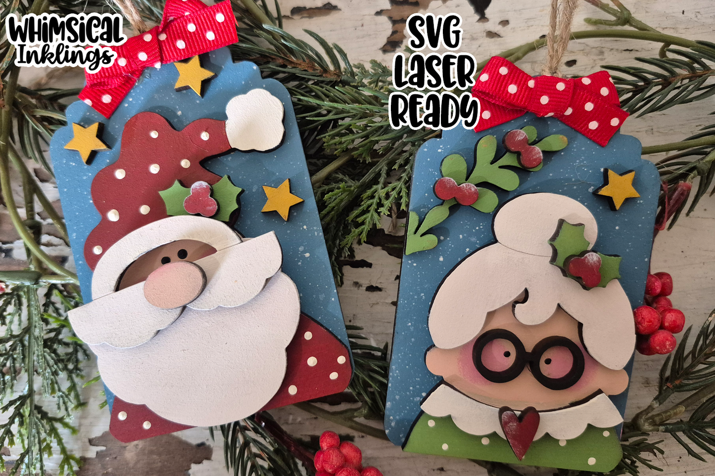 The Clauses Tag Ornaments Laser SVG