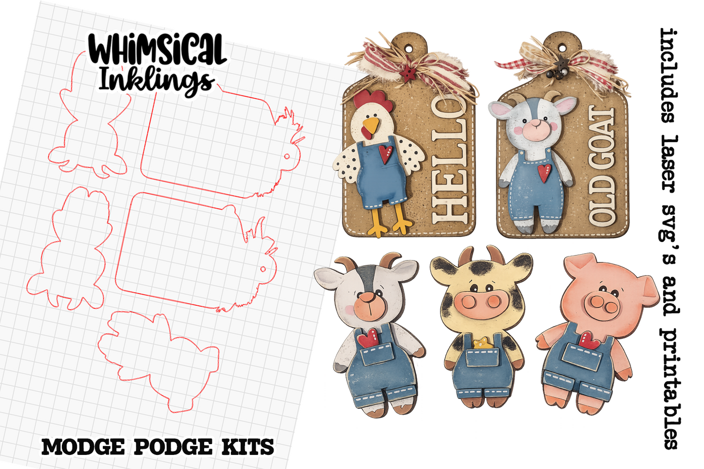 The Farm Crew Modge Podge Ornaments SVG's And Printables