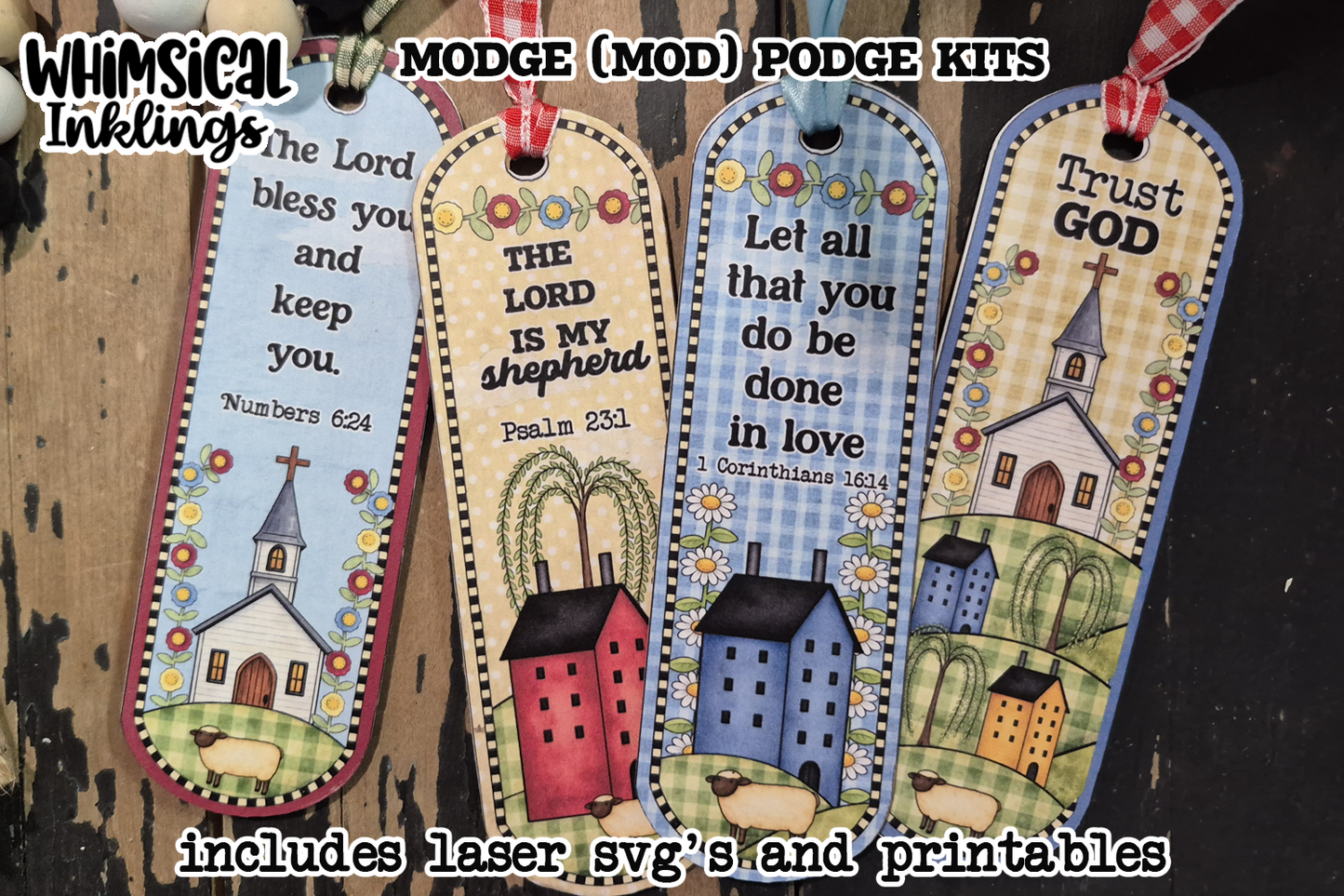 The Lord Bless You Bookmark Set SVG and matching Modge Podge Printables| laser SVG