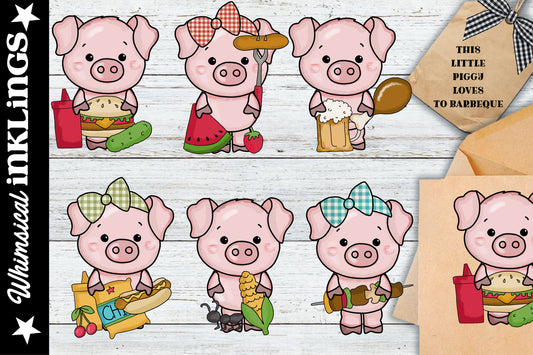 This Little Piggy Loves To Barbeque Sublimation Clipart| Summer| Grilling
