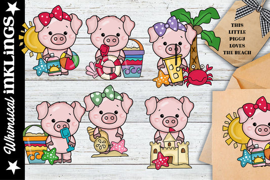 This Little Piggy Loves The Beach Sublimation Clipart| Summer