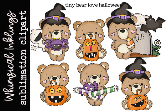 Tiny Bears Love Halloween Sublimation Clipart| Fall| Halloween