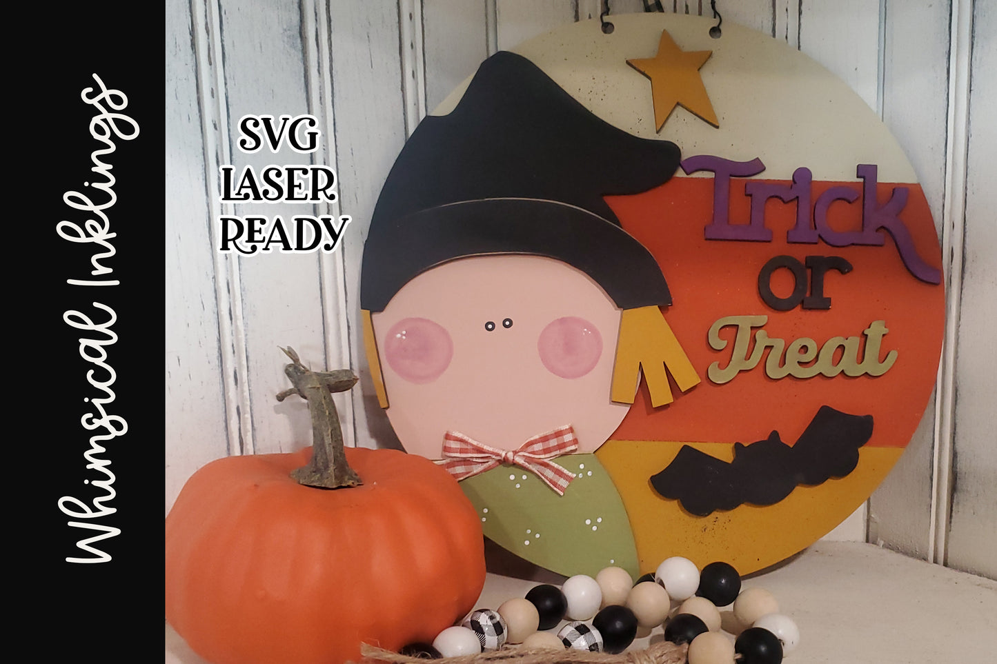 Trick Or Treat Witch Halloween Sign Laser SVG