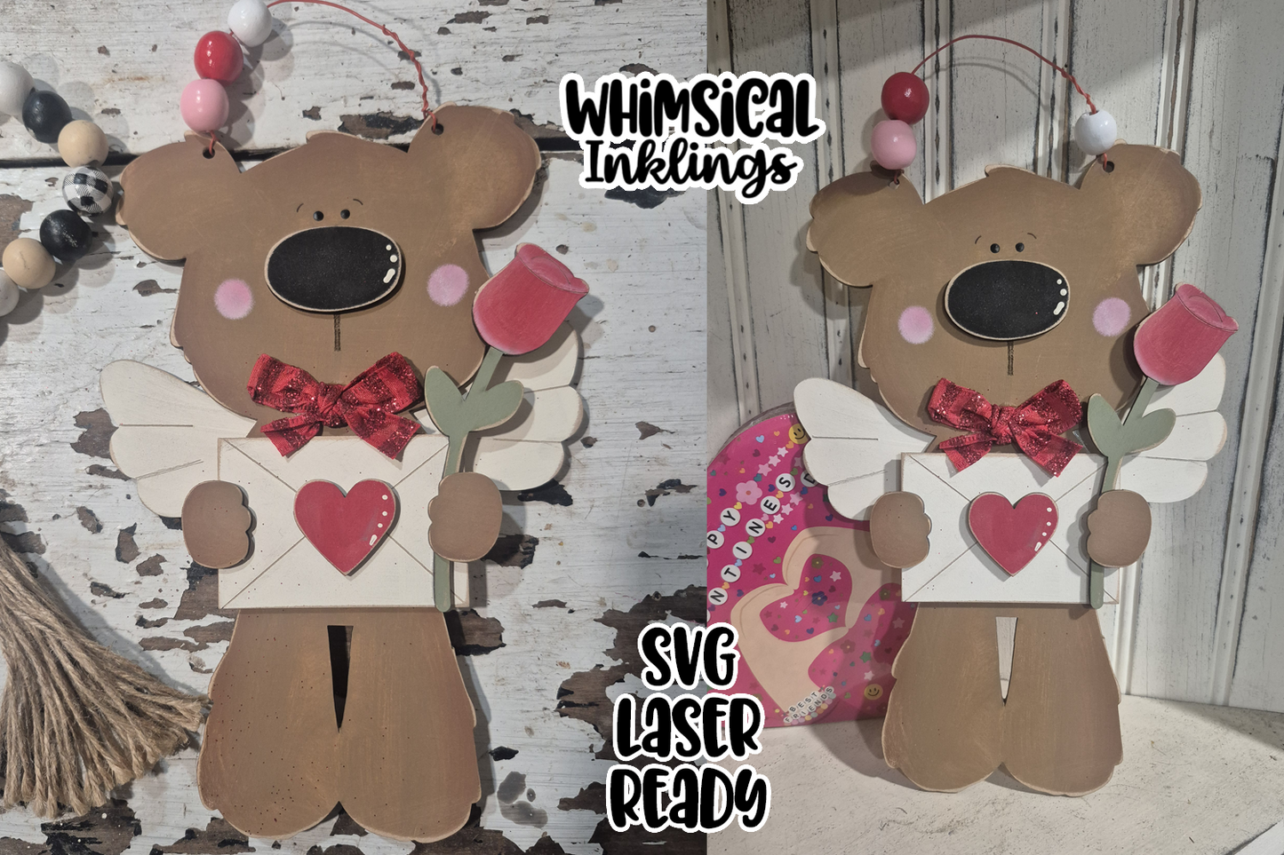 Valentine Angel Teddy Laser SVG