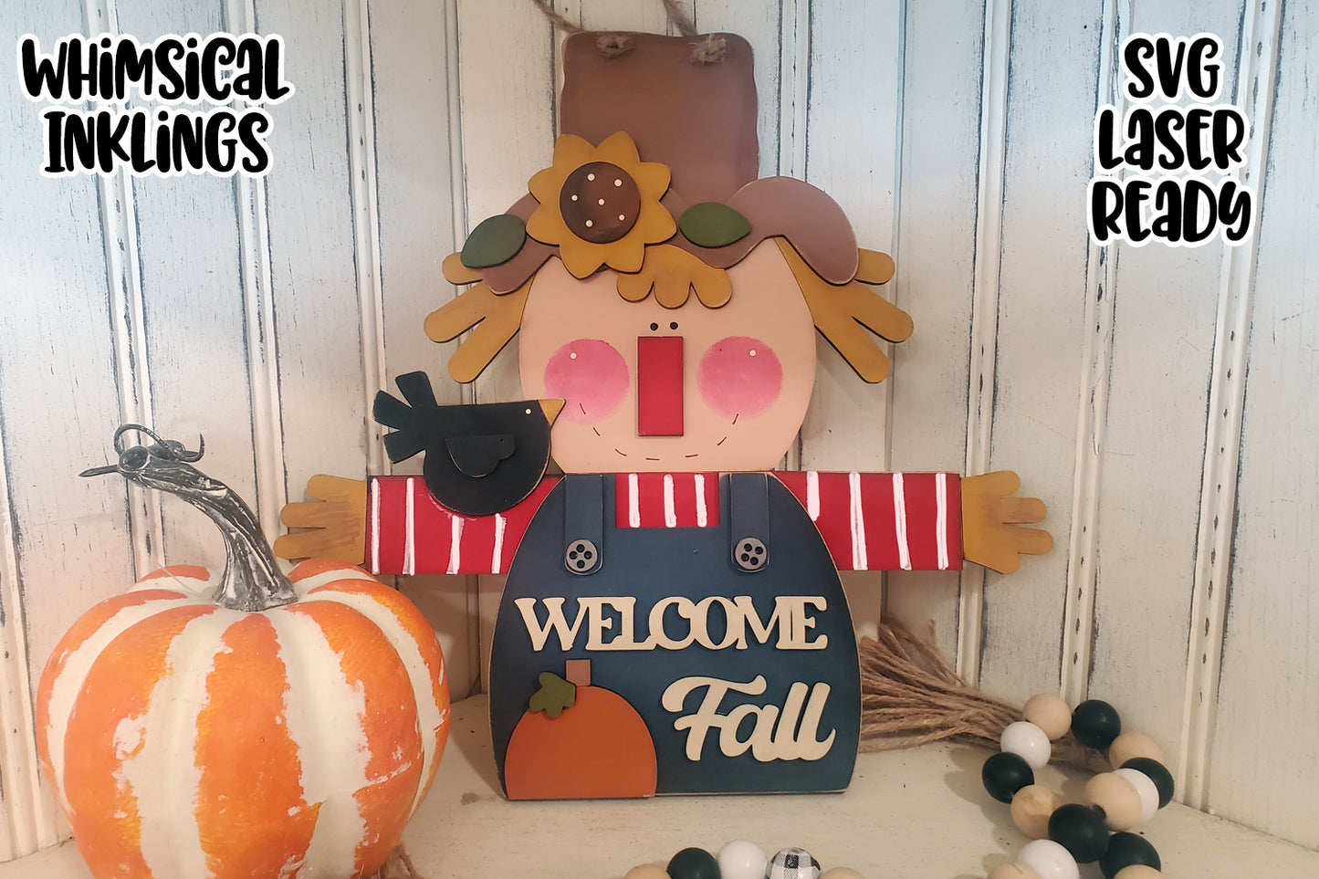 Welcome Fall Scarecrow Sign Laser SVG| Fall Laser SVG