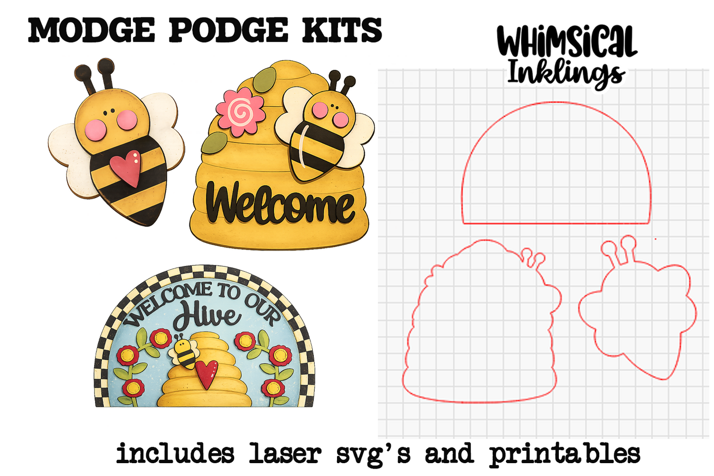 Welcome to our Hive magnet Laser SVG and Printable Modge Podge set| laser SVG