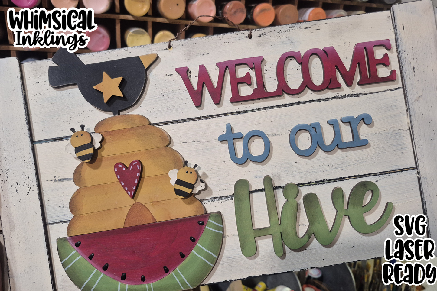 Welcome To Our Hive Sign Laser SVG