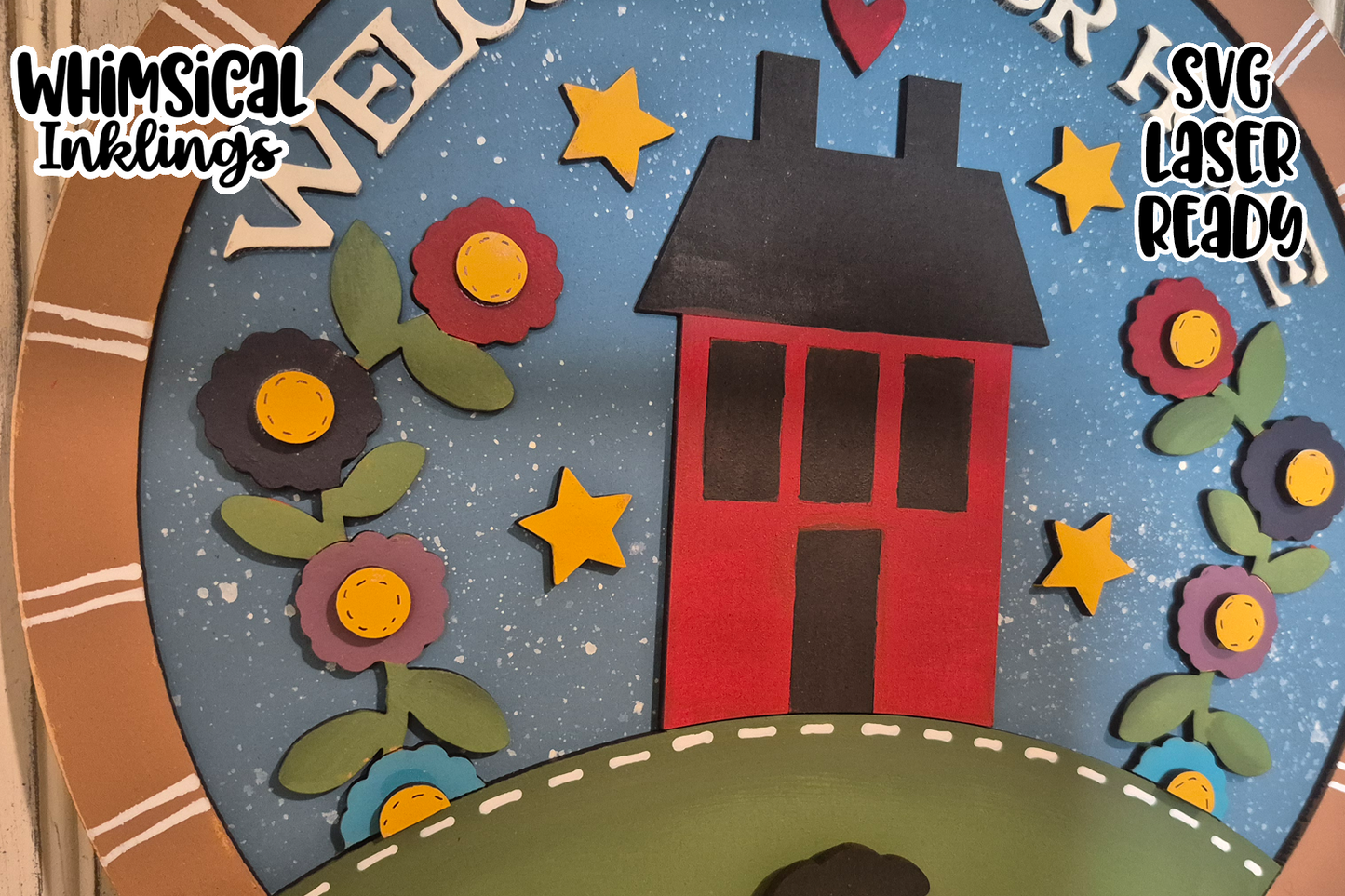 Welcome To Our Home Saltbox Sign Laser SVG