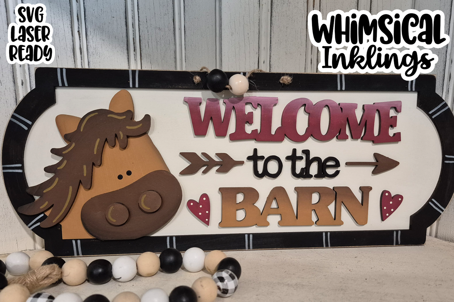 Welcome To The Barn Horse Sign Laser SVG
