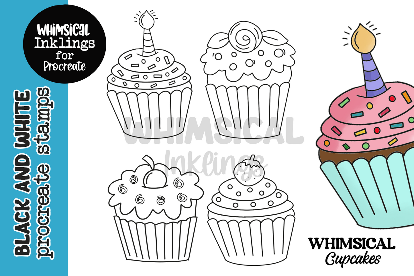 Whimsical Cupcakes Procreate Stamp Set