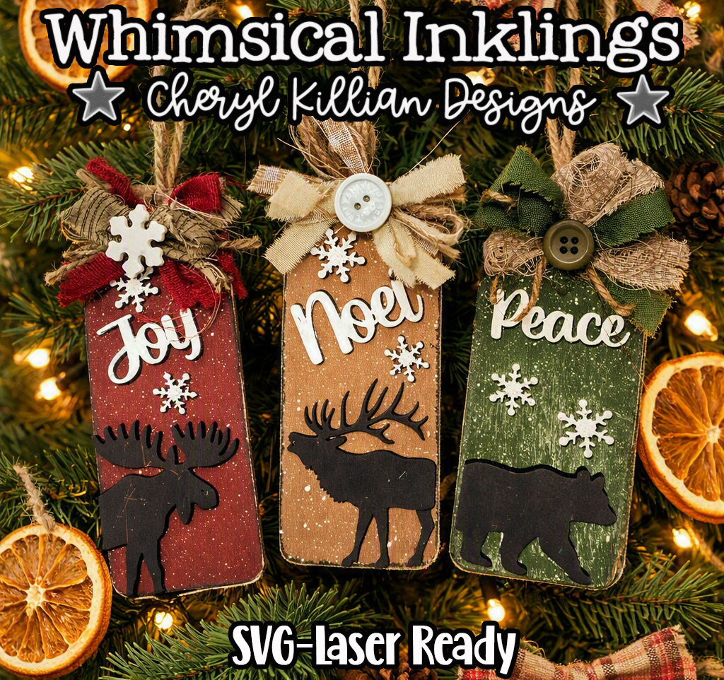 Woodland Animal Christmas Tags Laser SVG