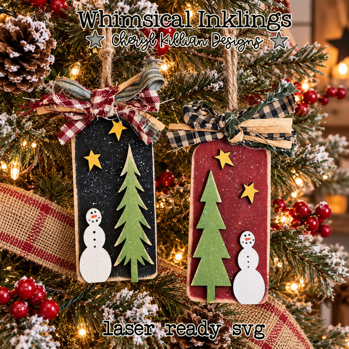 Woodland Snowman Tags Laser SVG