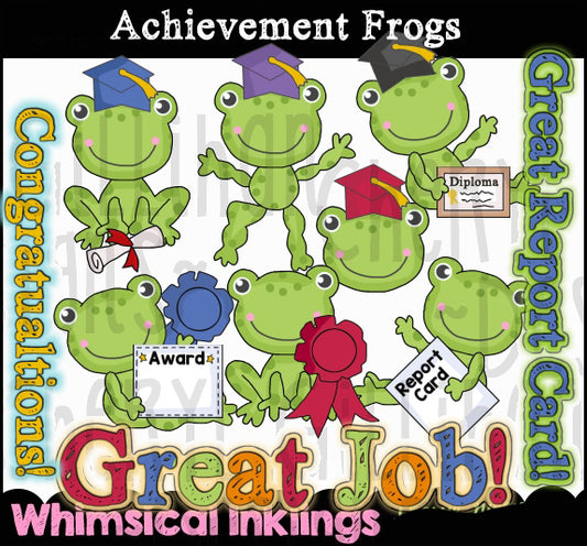 Achievement Frogs Sublimation Clipart| School|Awards