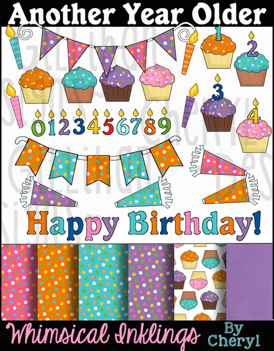 Another Year Older Sublimation Clipart| Birthday