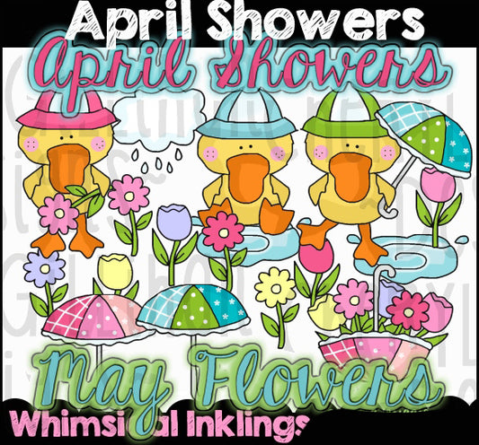 April Showers Sublimation Clipart| Spring