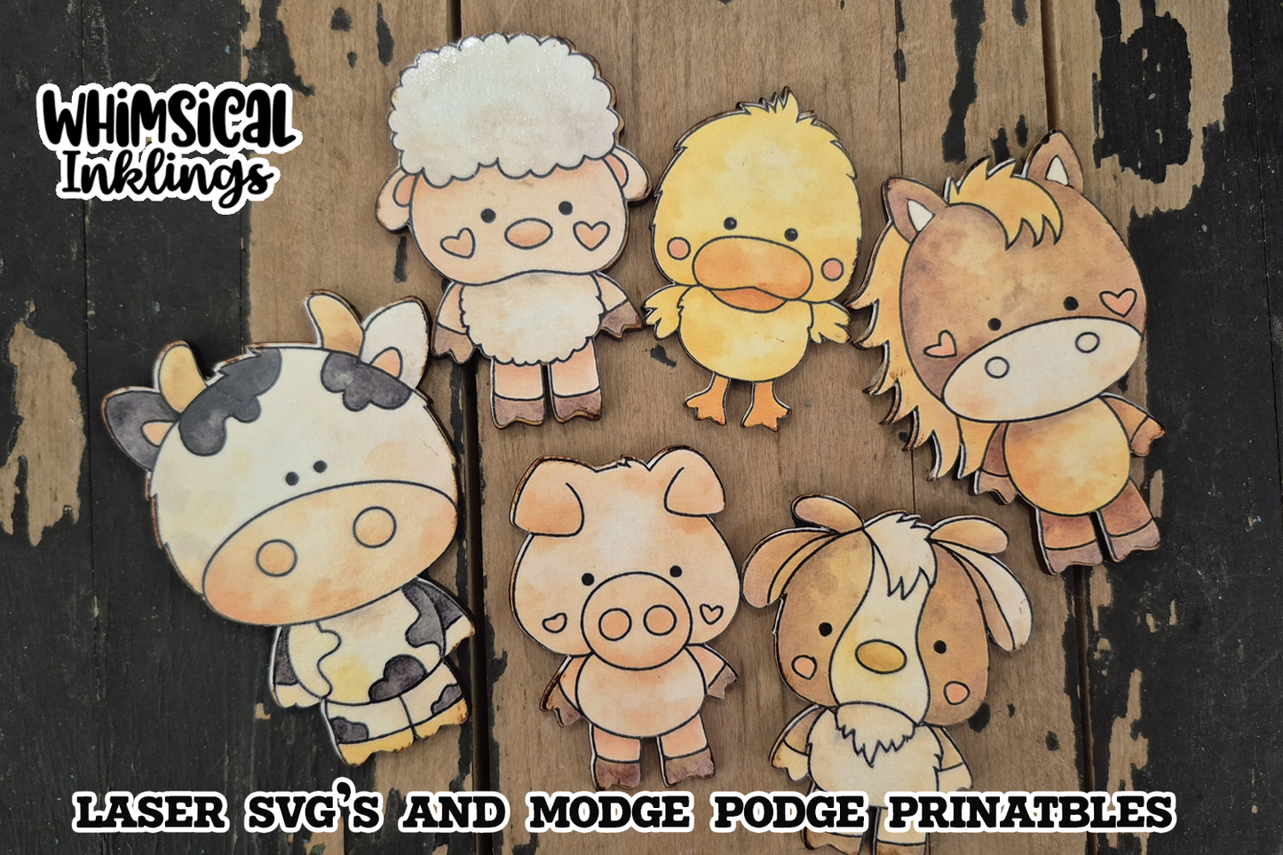 Barn Yard Friends Magnet SVG's and Modge Podge Printables| laser SVG