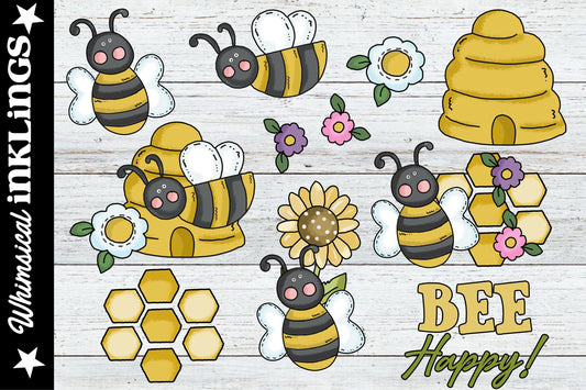 Bee Happy Sublimation Clipart