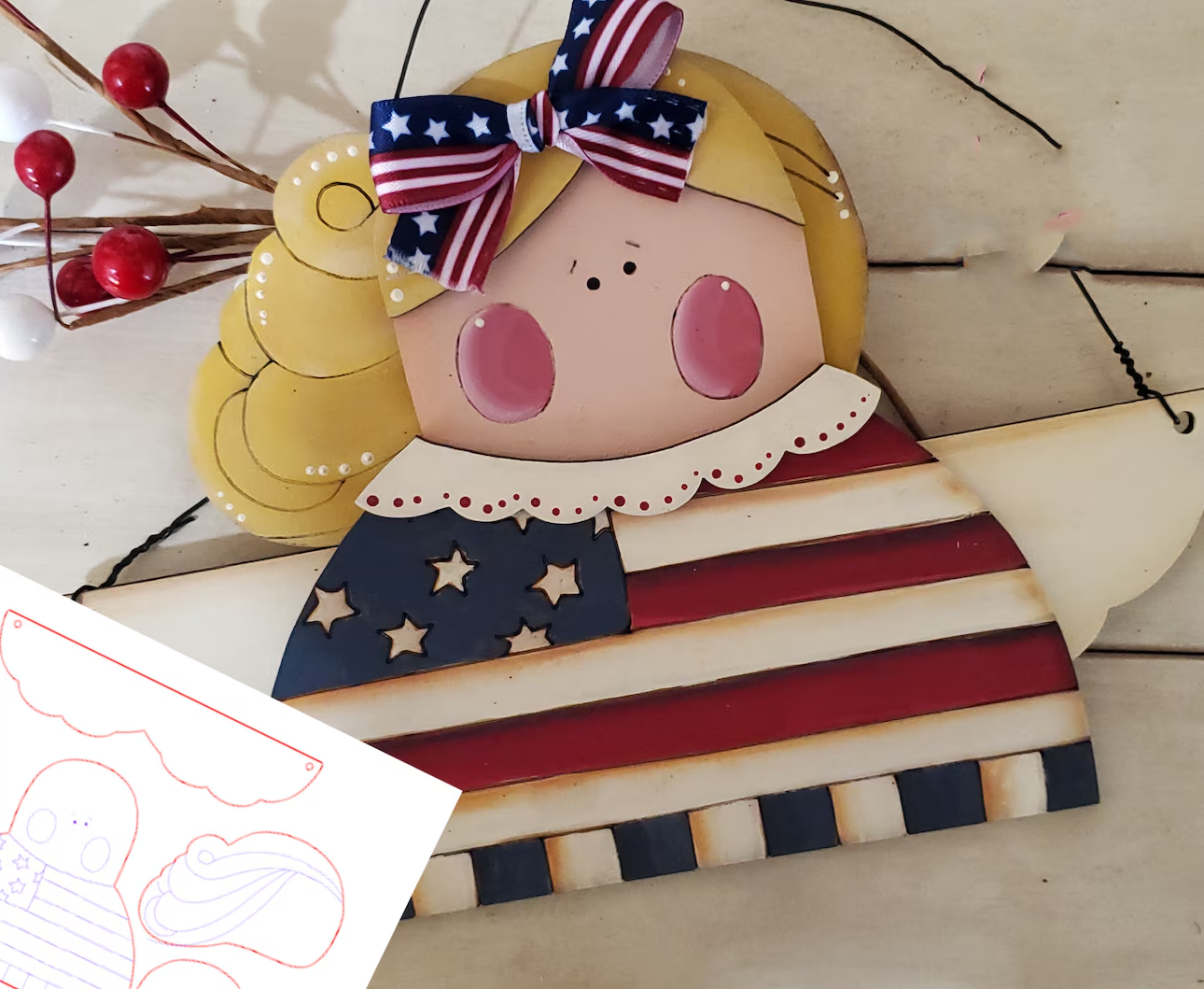 Country Americana Angel DIY Wood Kit