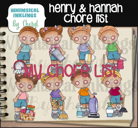 Henry and Hannah Clipart Bundle | Sublimation Bundle| Kid Clipart| Teacher Clipart