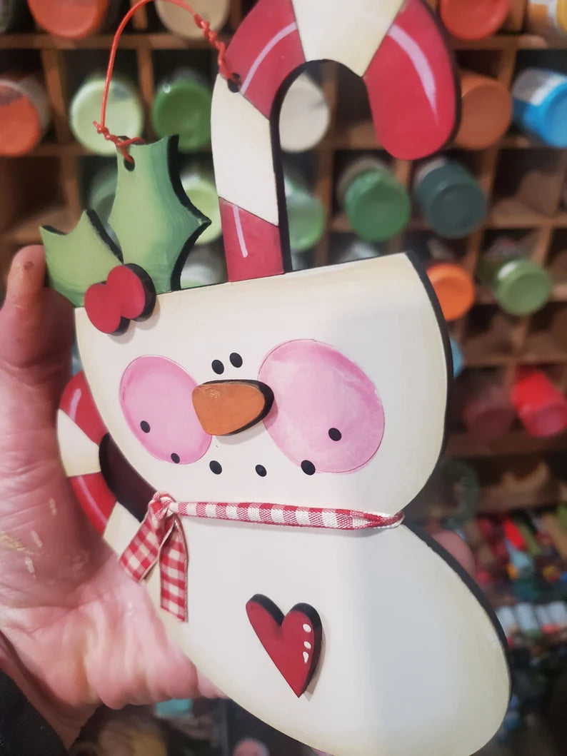 Snowman Mug Ornament DIY Wood Kit