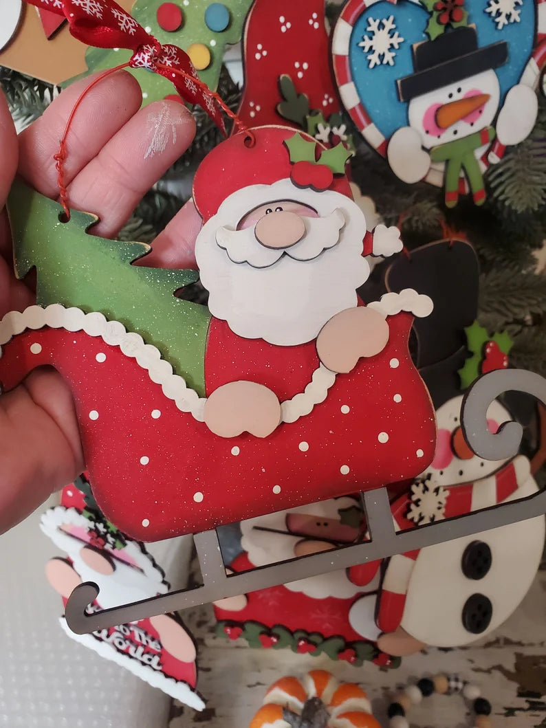 Santas Sleigh Ornament Laser SVG| Christmas Laser SVG