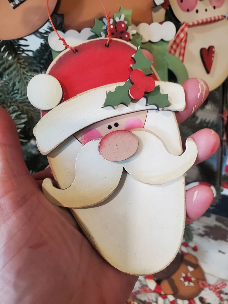 Prim Santa Face Ornament DIY Wood Kit