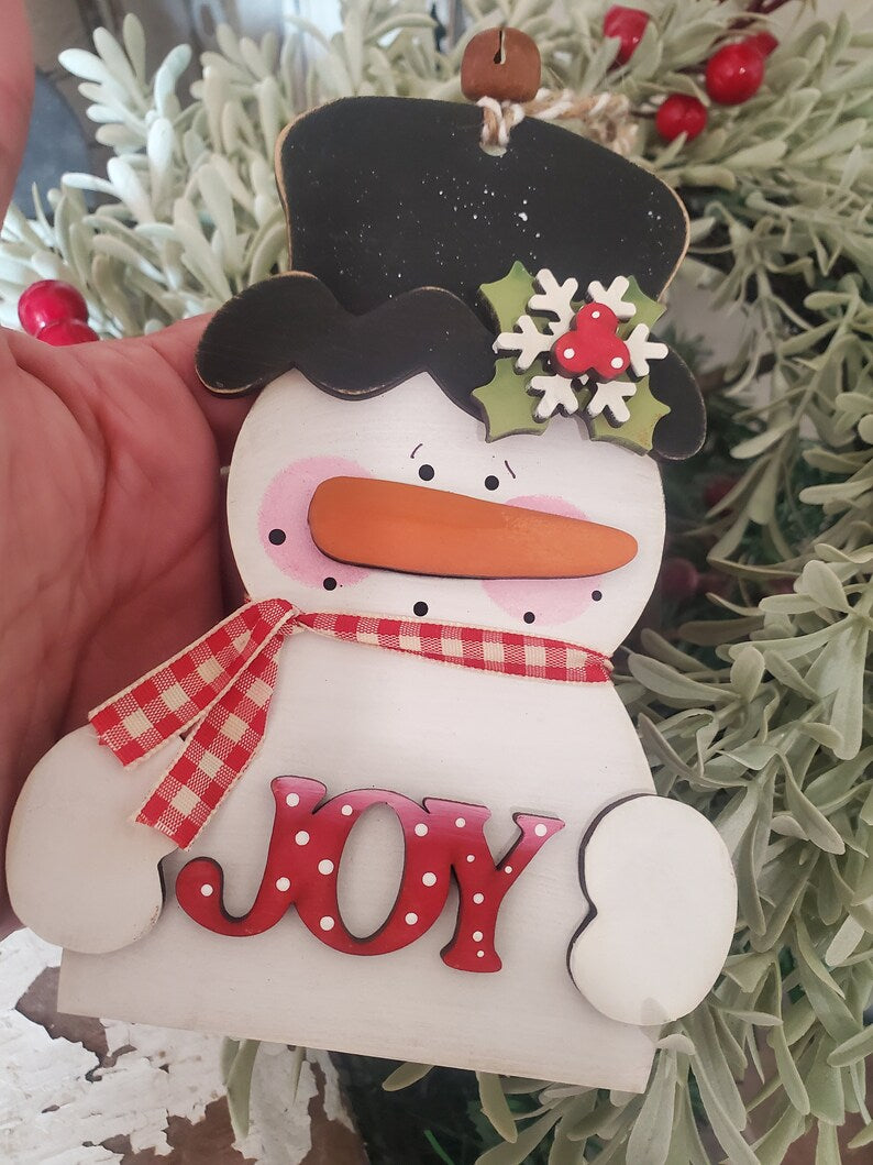 Joy Snowman Ornament Laser SVG