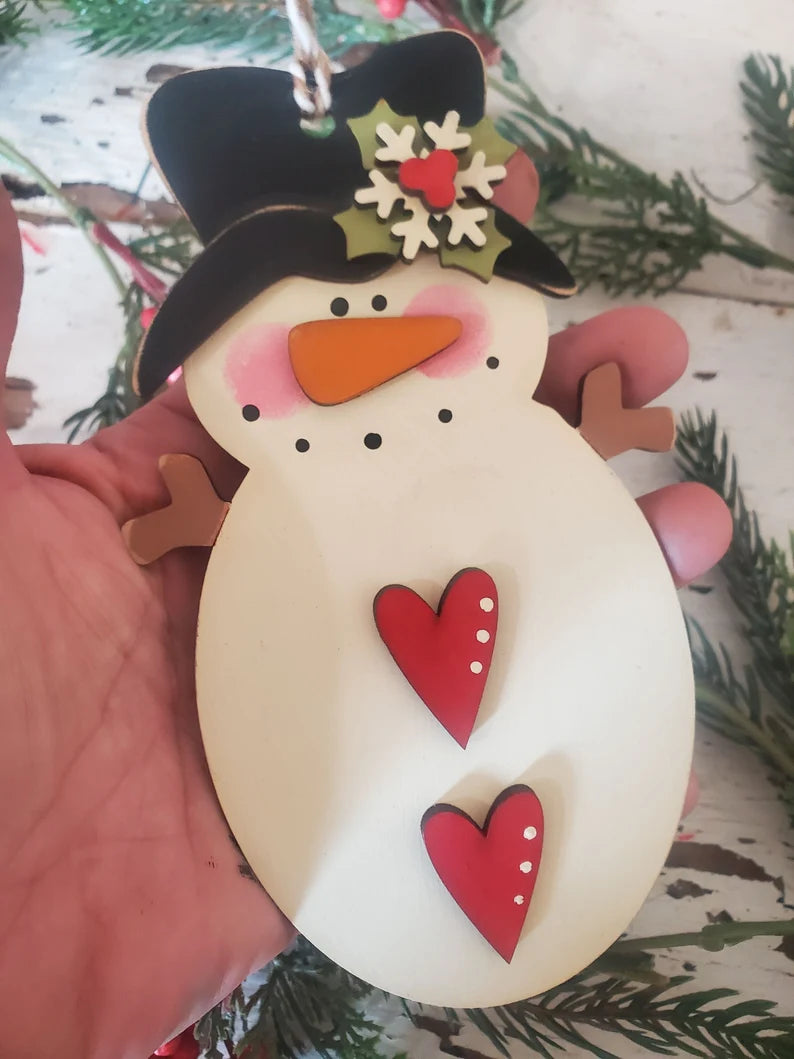 Frosty friends Snowman Ornament Set DIY Wood Kit