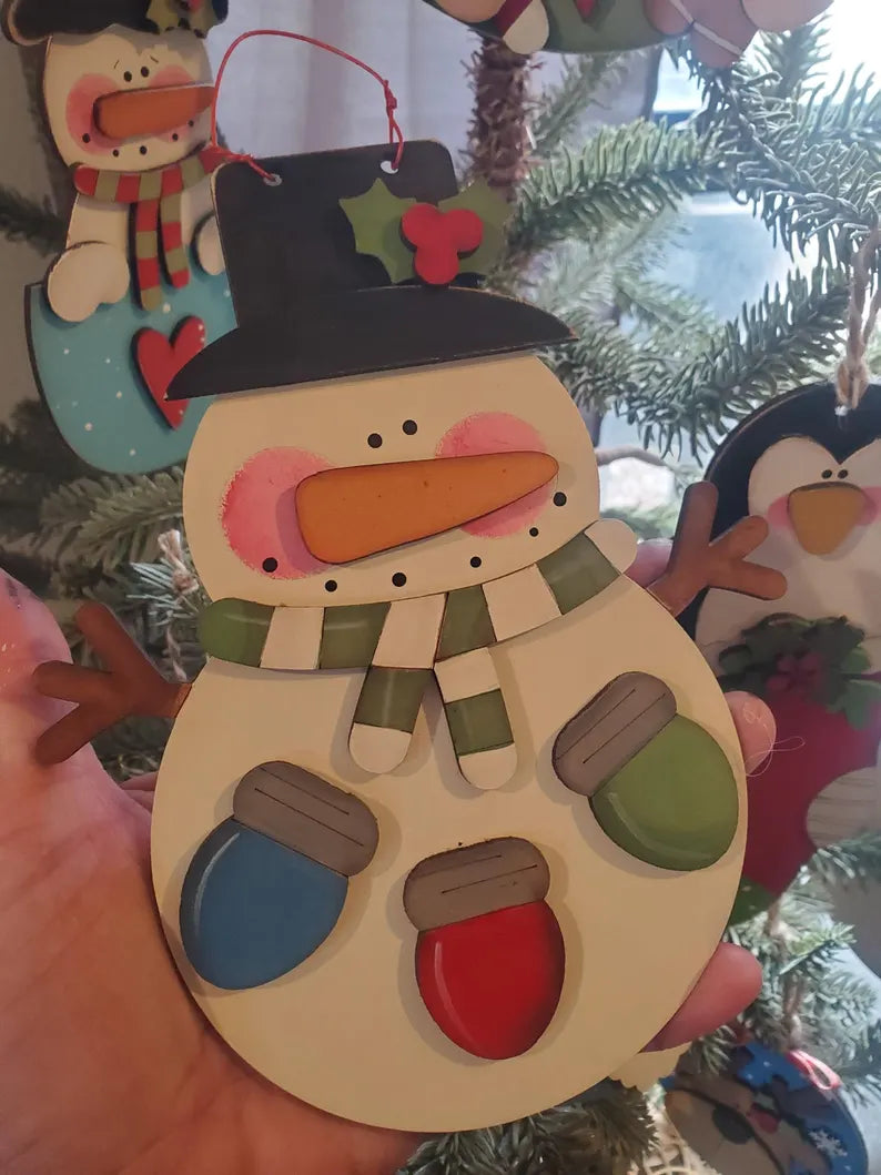 Christmas Lights Snowman Ornament Laser SVG