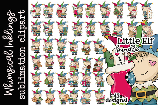 Little Elf Sublimation Clipart Bundle| Christmas