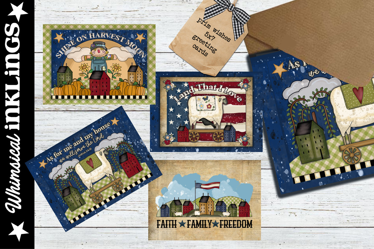 Prim Wishes Greeting Cards