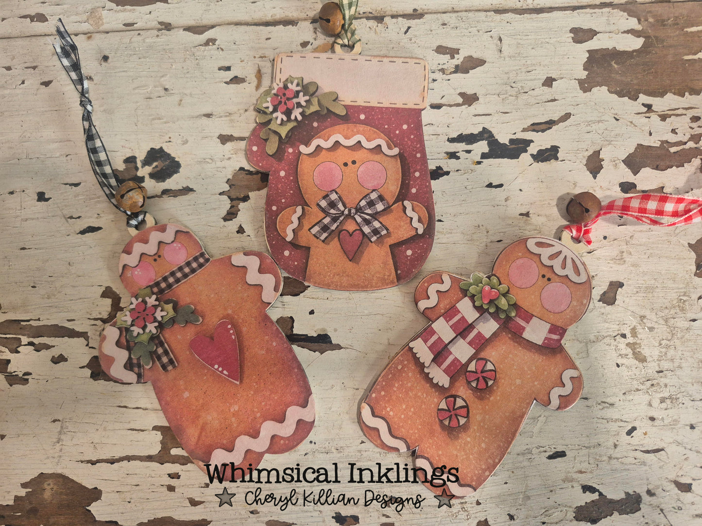 Gingerbread Trio Modge Podge Ornaments DIY Wood Kit